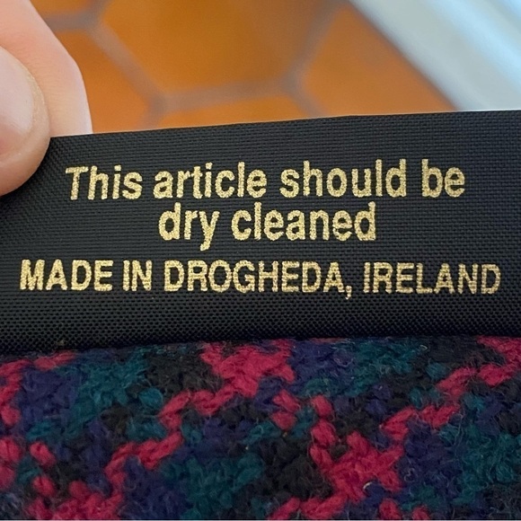 John Branigan Weavers Irish Wool Cape Poncho Made in Ireland Blue Red - Picture 8 of 9